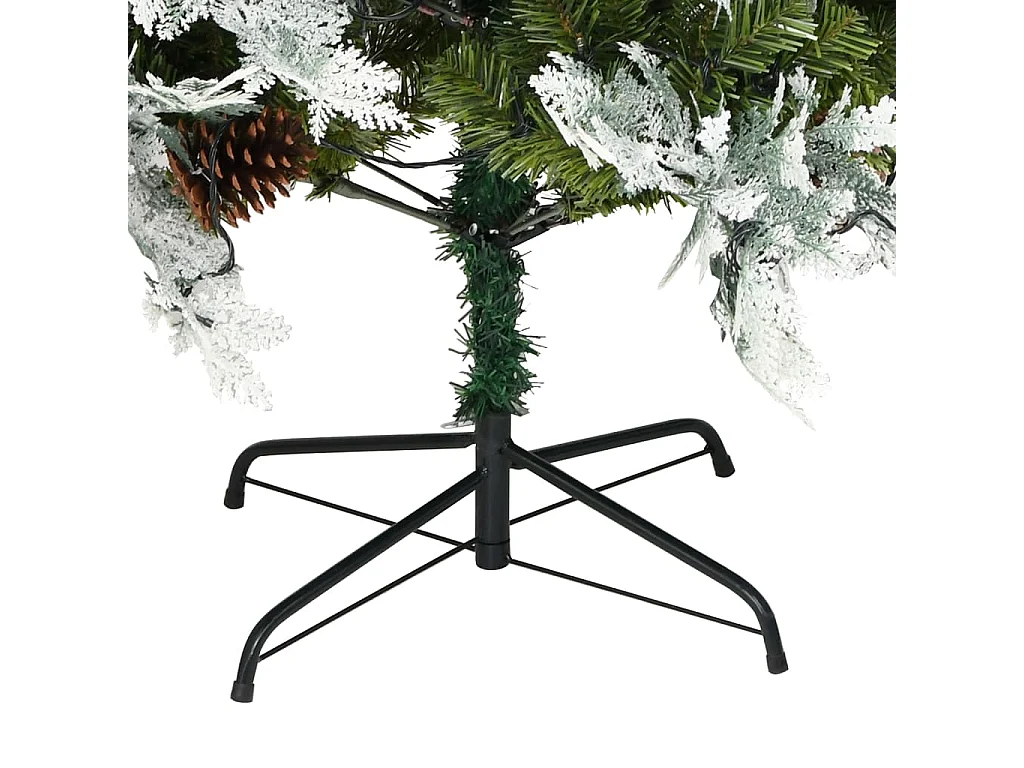 Árvore de Natal com pinhas pré-iluminada 195 cm PVC e PE verde