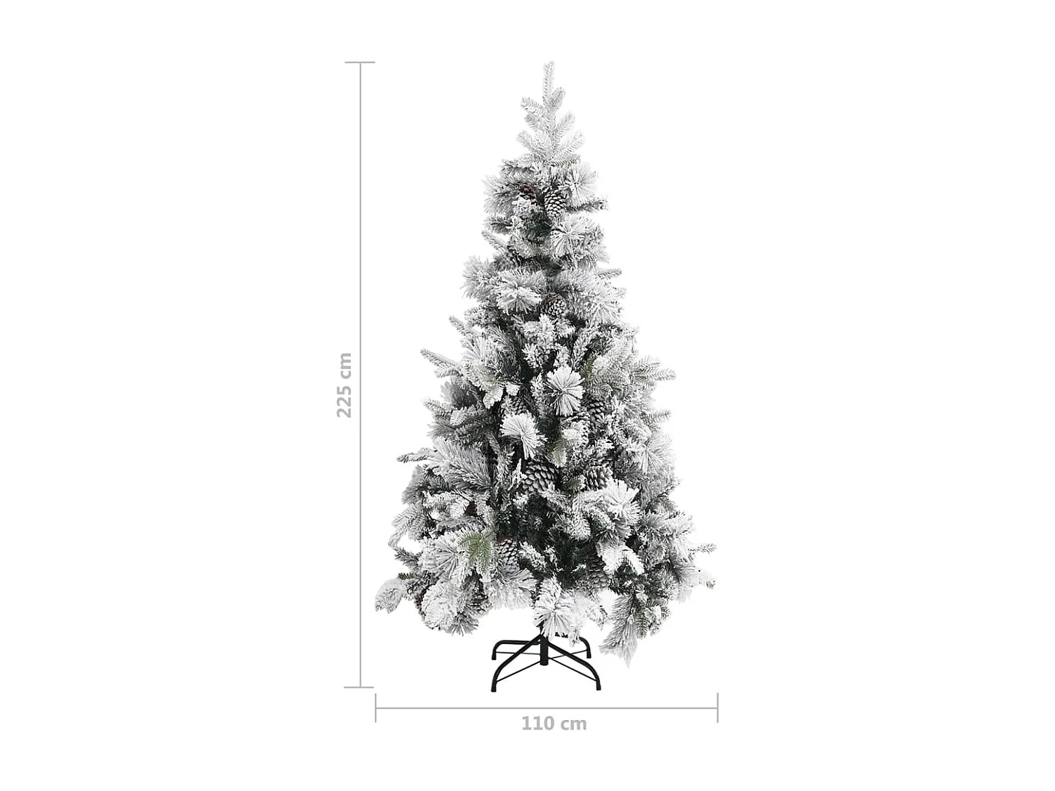 Sapin de Noël à flocons de neige et pommes de pin 225 cm PVC/PE
