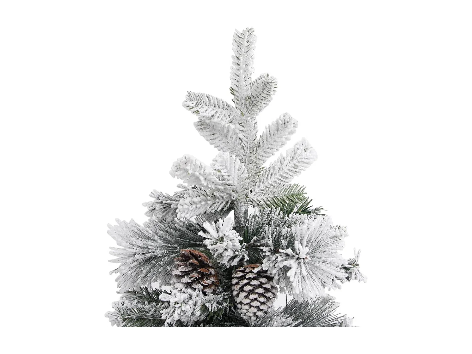 Sapin de Noël à flocons de neige et pommes de pin 225 cm PVC/PE