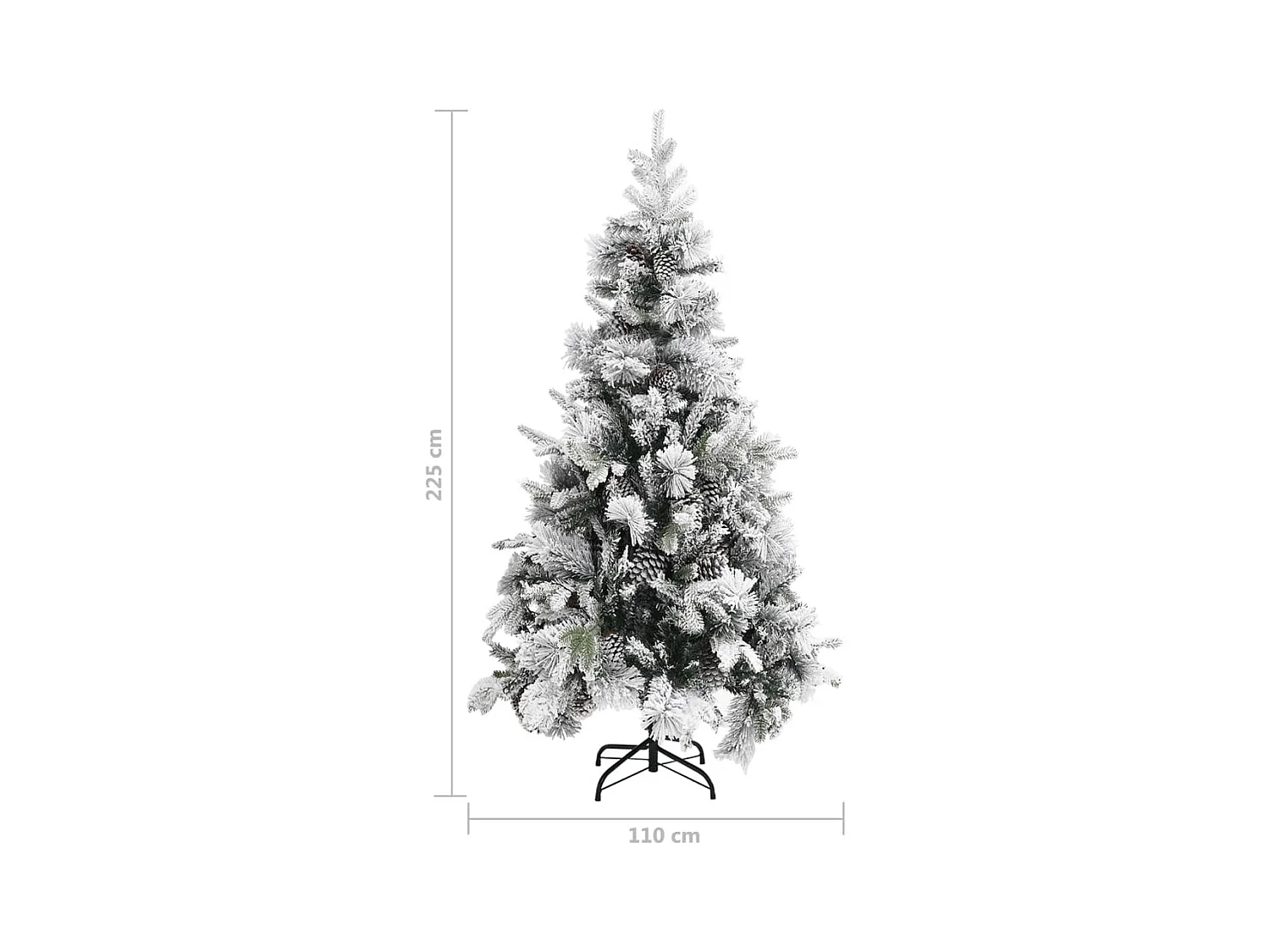 Sapin de Noël à flocons de neige et pommes de pin 225 cm PVC/PE