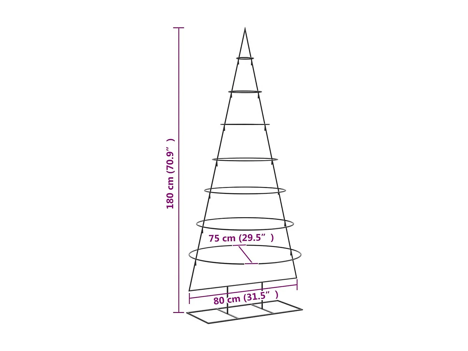 Arbre de Noël en métal pour décoration noir 180 cm