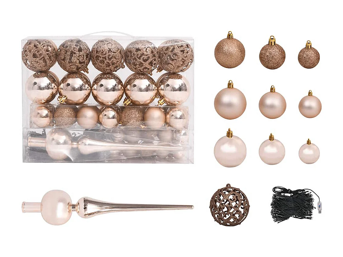 Arbre de Noël artificiel pré-éclairé et boules blanc 120 cm