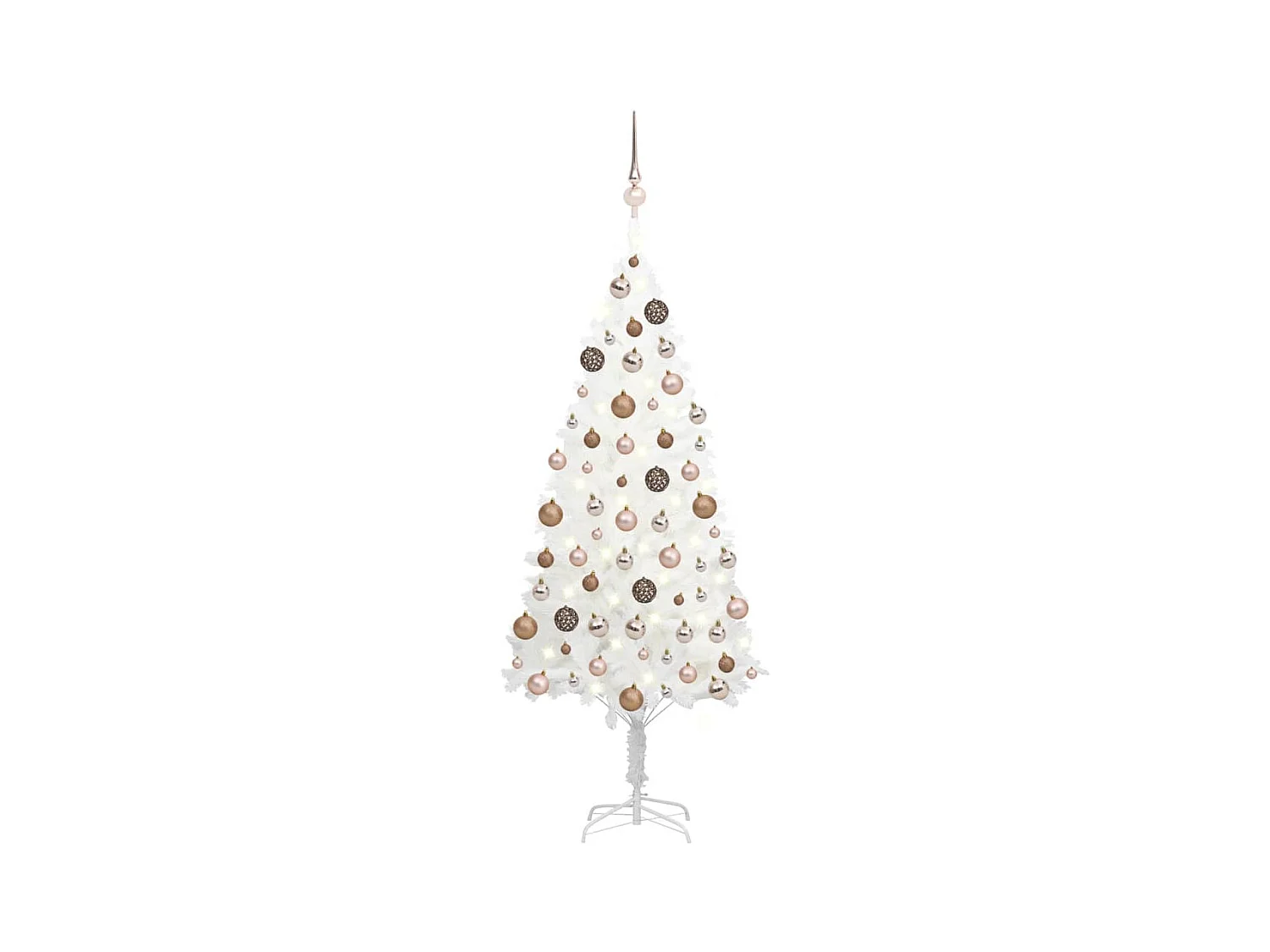 Arbre de Noël artificiel avec LED et boules Blanc 120 cm