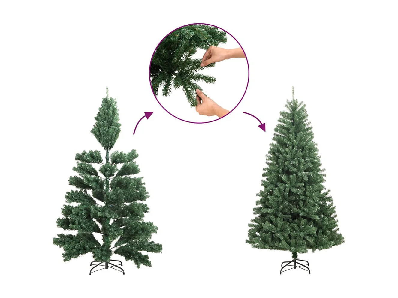 Sapin de Noël artificiel mince 300 LED 210 cm
