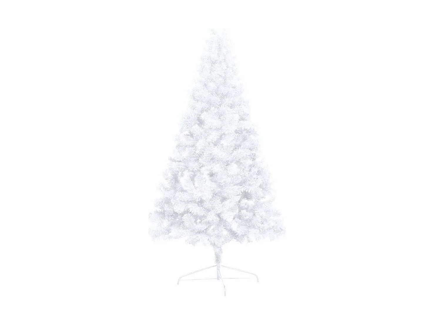 Demi-arbre de Noël artificiel pré-éclairé et boules blanc 210cm