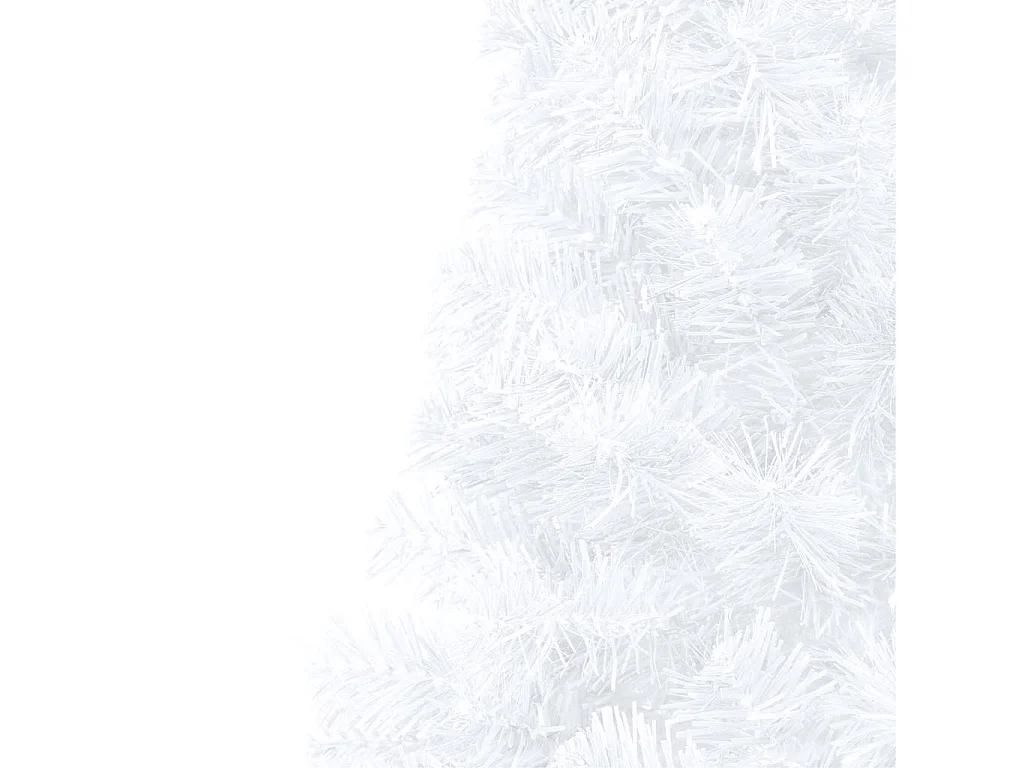 Demi-arbre de Noël artificiel pré-éclairé et boules blanc 210cm