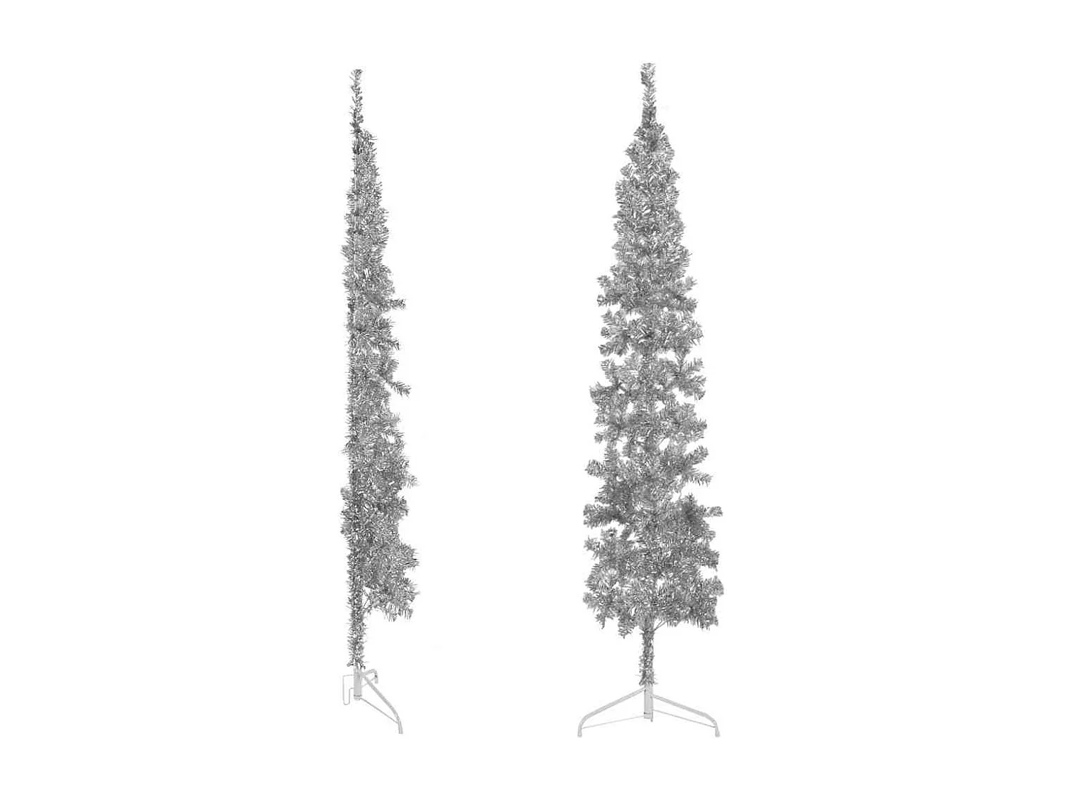 Kunstkerstboom half met standaard smal 240 cm zilverkleurig