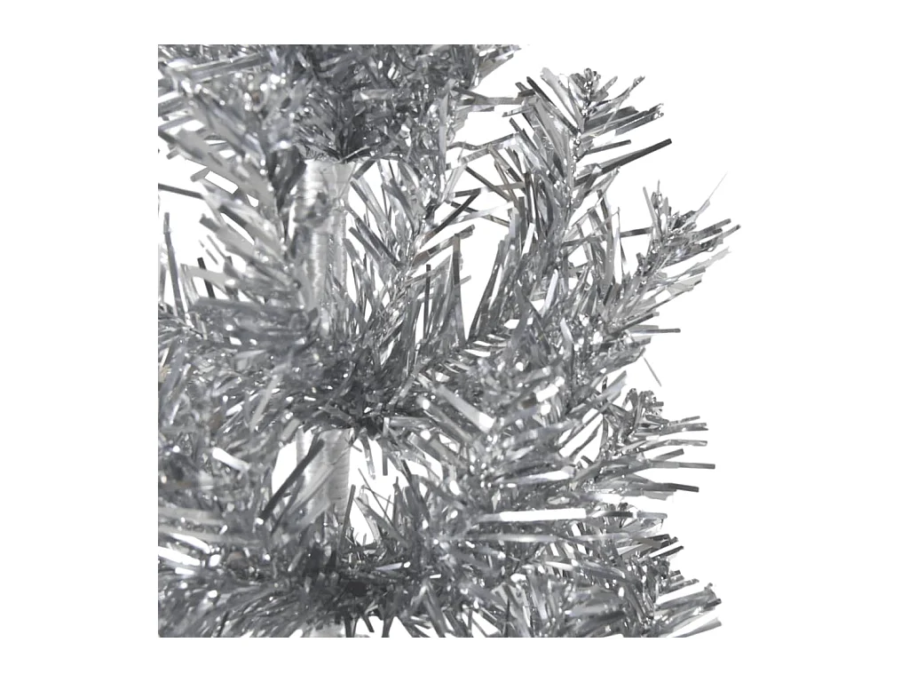 Demi sapin de Noël artificiel mince avec support Argenté 240 cm