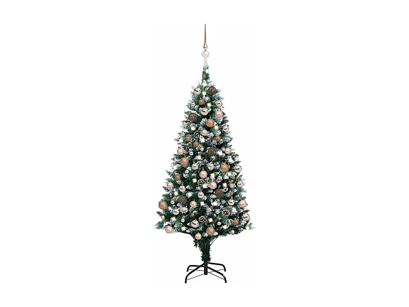 Kunstkerstboom met verlichting kerstballen dennenappels 180 c5