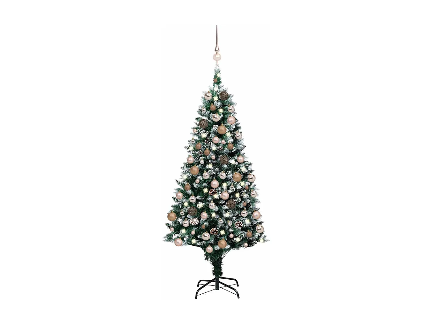 Arbre de Noël artificiel pré-éclairé/boules pommes de pin 150cm