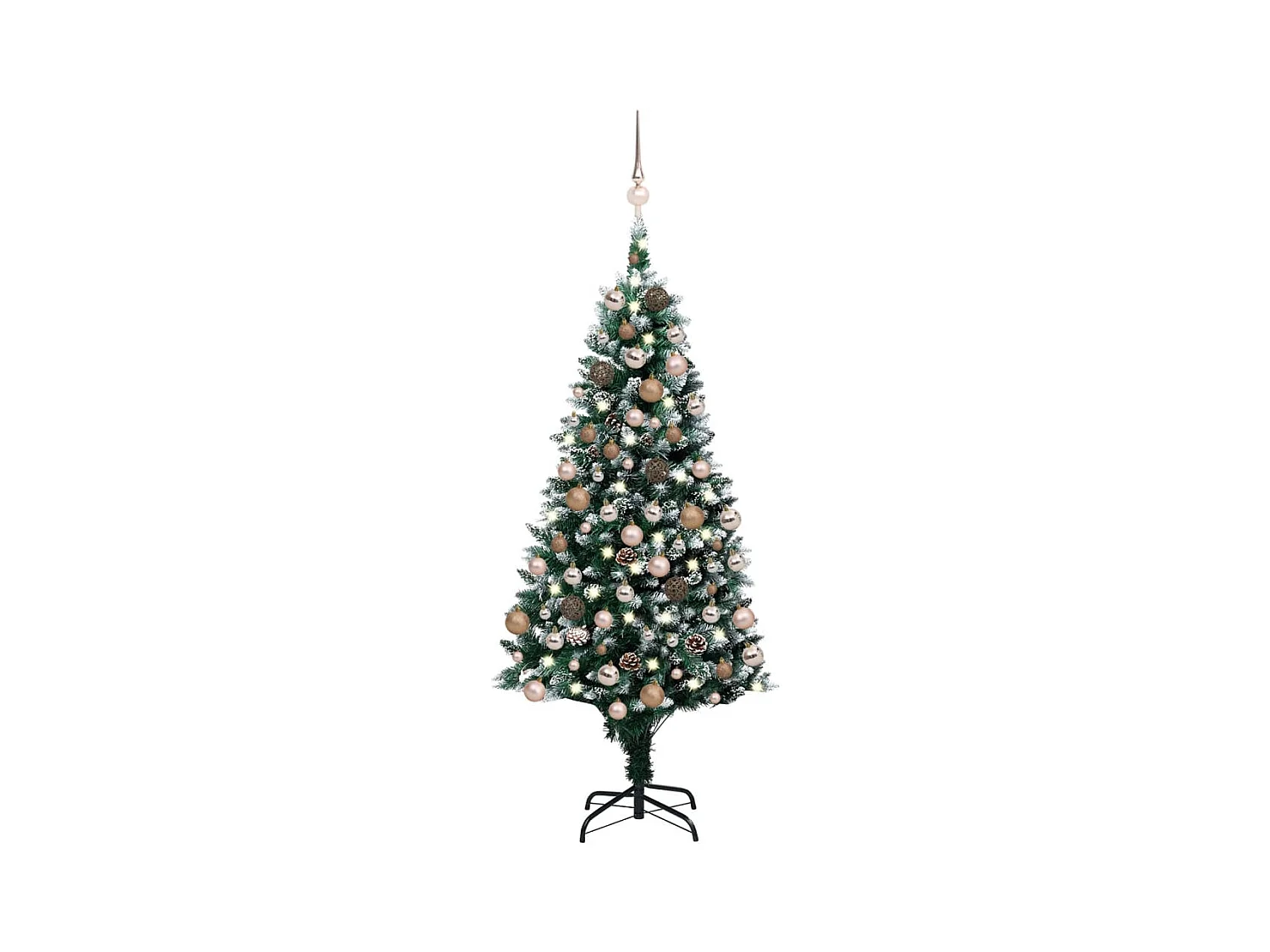 Arbre de Noël artificiel LED et boules et pommes de pin 150 cm