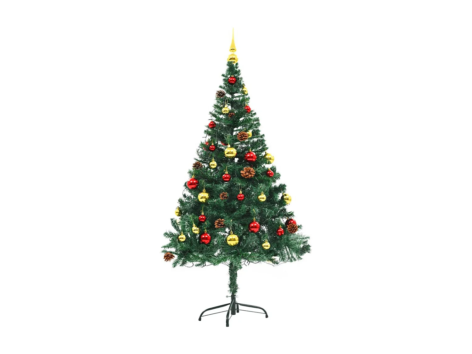 Arbre de Noël artificiel pré-éclairé avec boules vert 150 cm