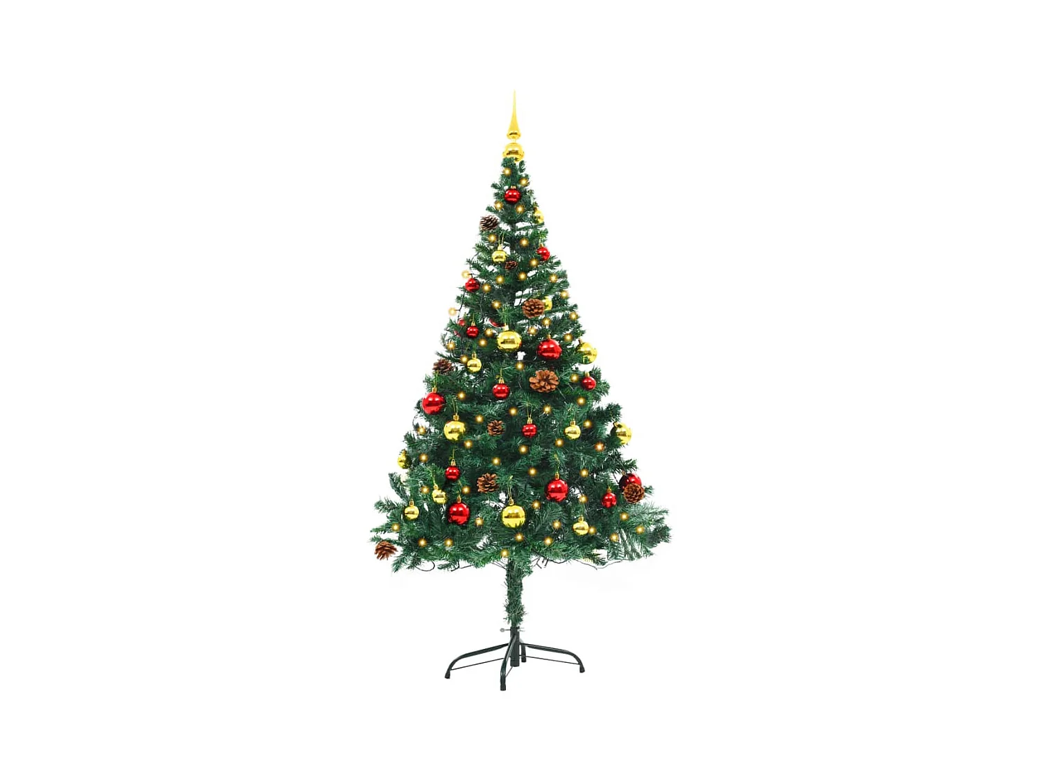 Arbre de Noël artificiel pré-éclairé avec boules vert 150 cm