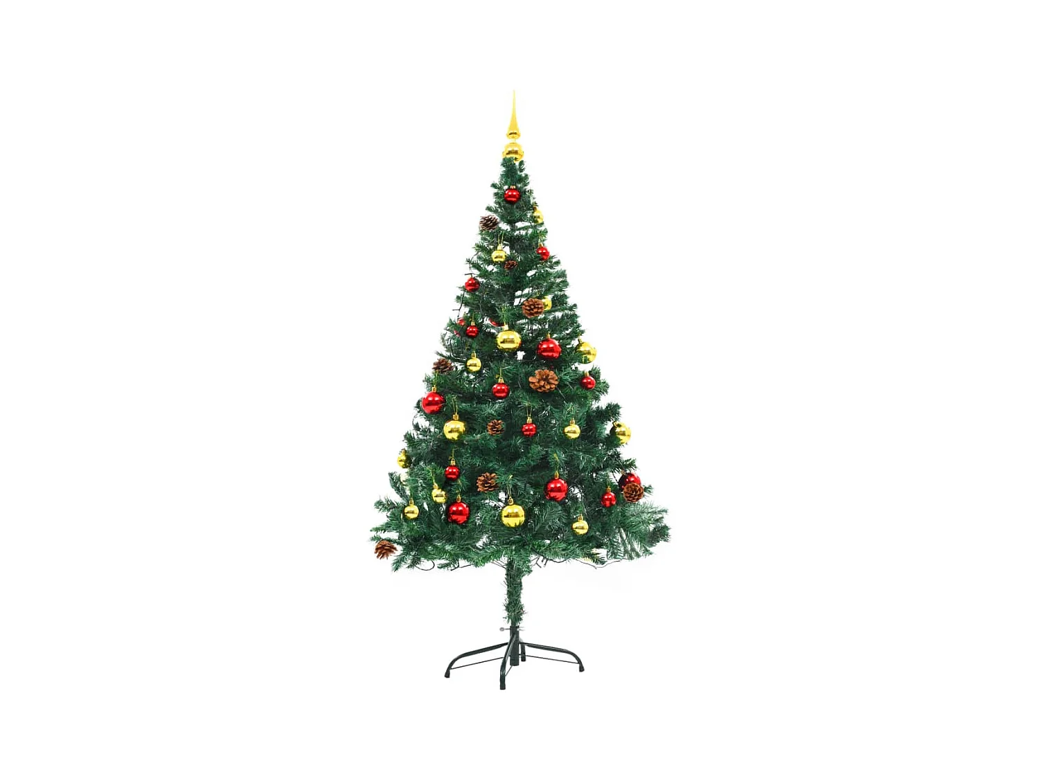 Arbre de Noël artificiel pré-éclairé avec boules vert 150 cm
