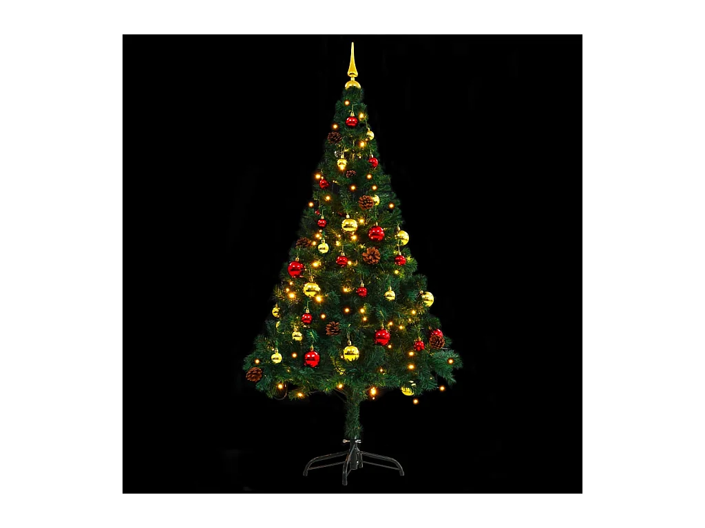 Arbre de Noël artificiel pré-éclairé avec boules vert 150 cm