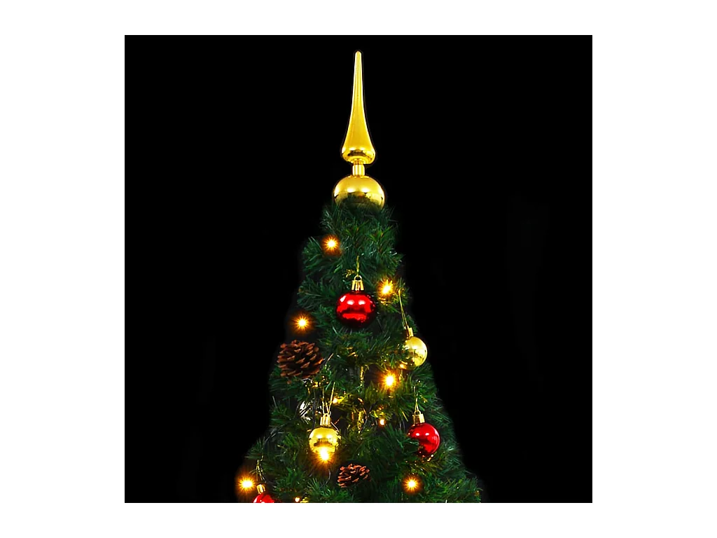 Arbre de Noël artificiel pré-éclairé avec boules vert 150 cm