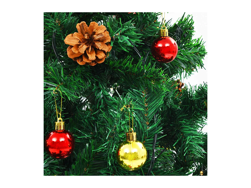 Arbre de Noël artificiel pré-éclairé avec boules vert 150 cm
