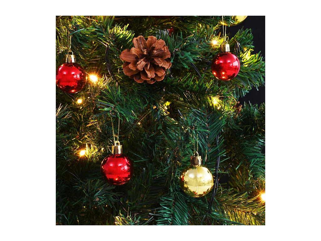 Arbre de Noël artificiel pré-éclairé avec boules vert 150 cm