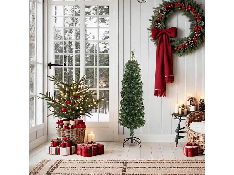 Kunstkerstboom met standaard smal 150 cm PVC groen