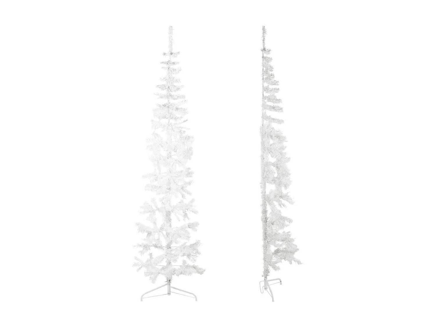 Demi sapin de Noël artificiel mince avec support Blanc 210 cm