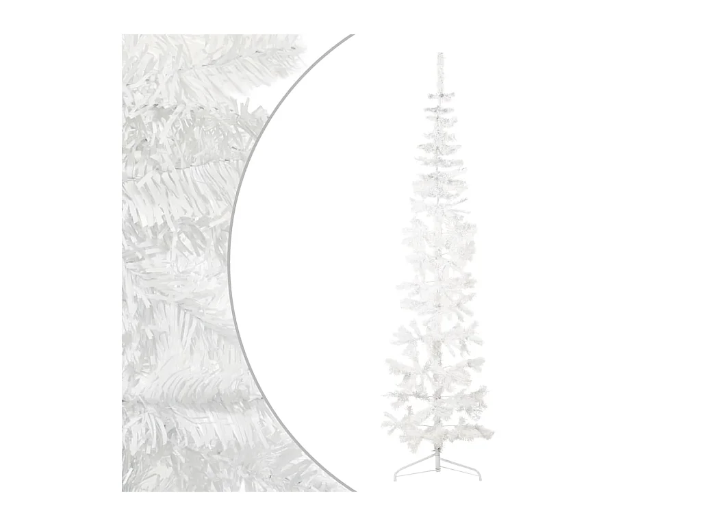 Medio árbol de Navidad artificial con soporte blanco 210 cm