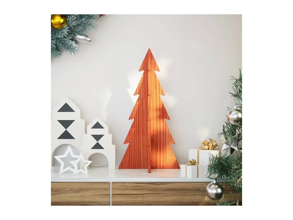Arbre de Noël en bois pour décoration 59,5cm bois de pin massif