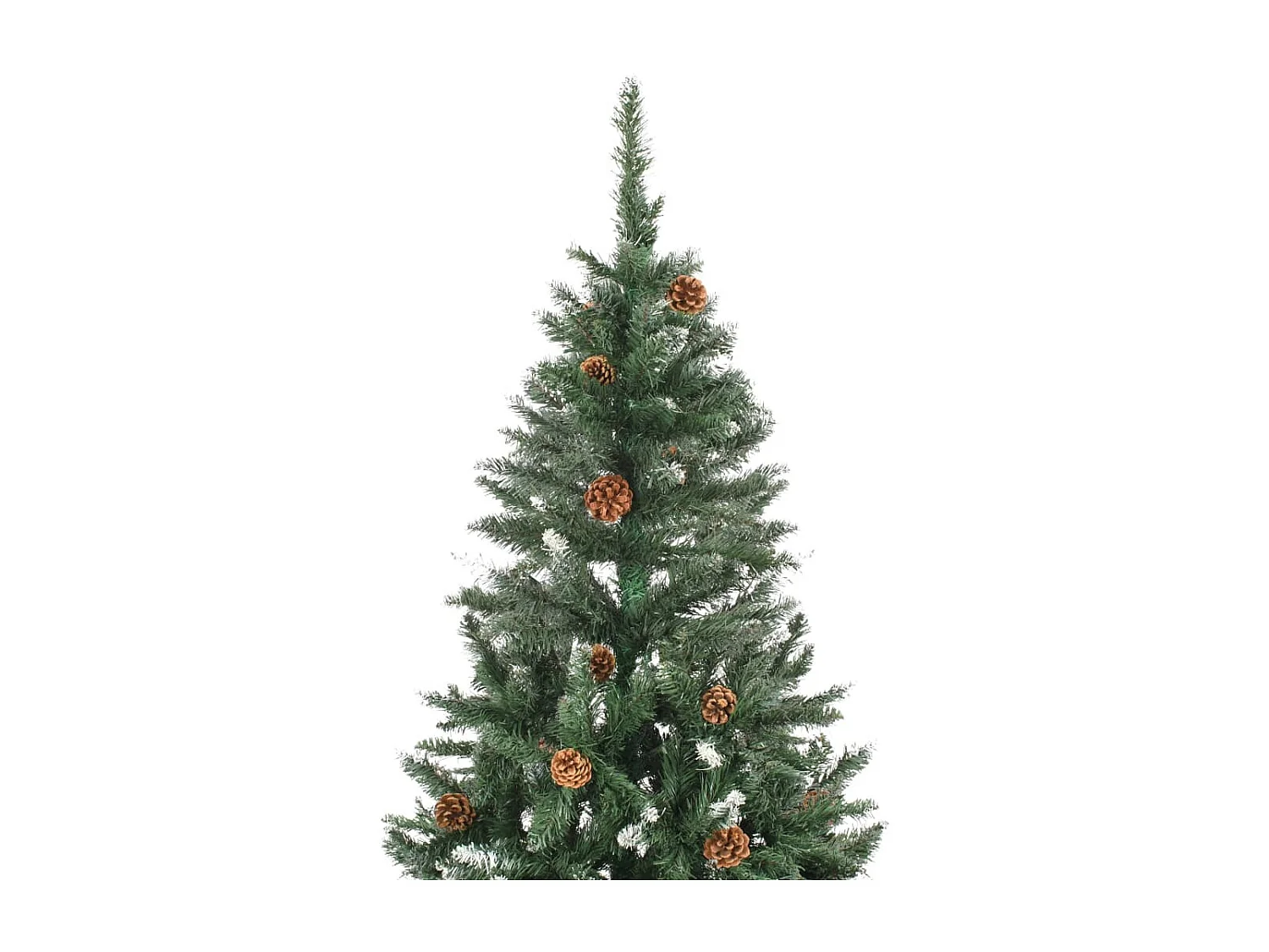 Kunstkerstboom met dennenappels en wit glitter 210 cm