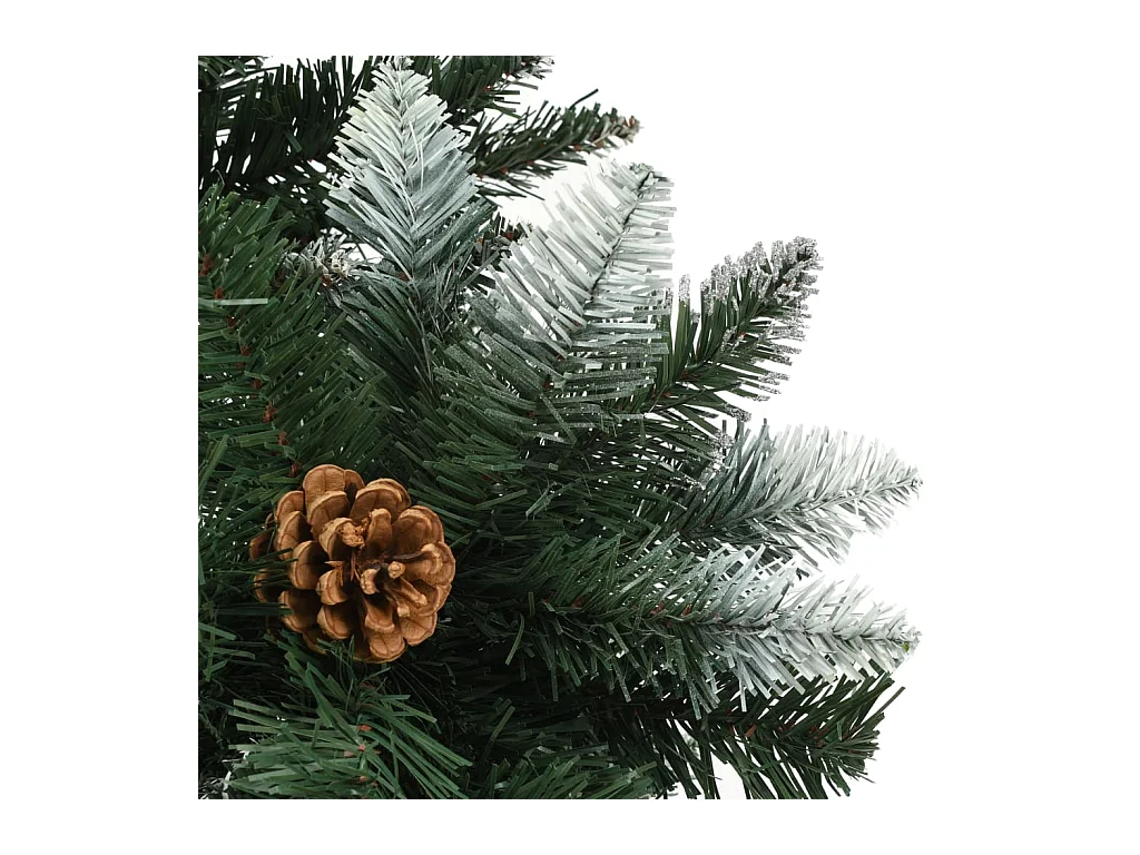 Árvore de Natal artificial com pinhas e brilho branco 210 cm