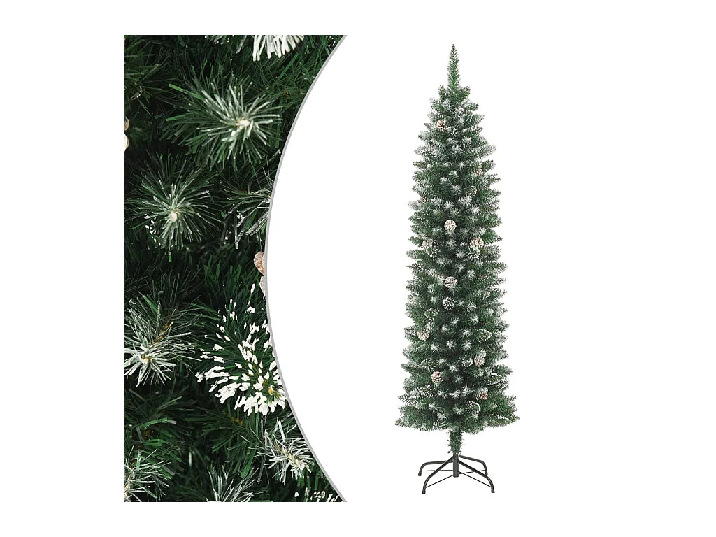 Sapin de Noël artificiel mince avec support 210 cm PVC