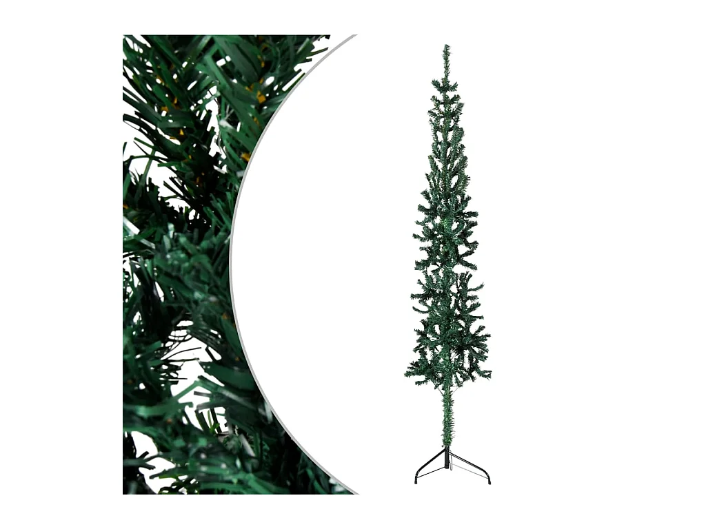 Demi sapin de Noël artificiel mince avec support Vert 150 cm