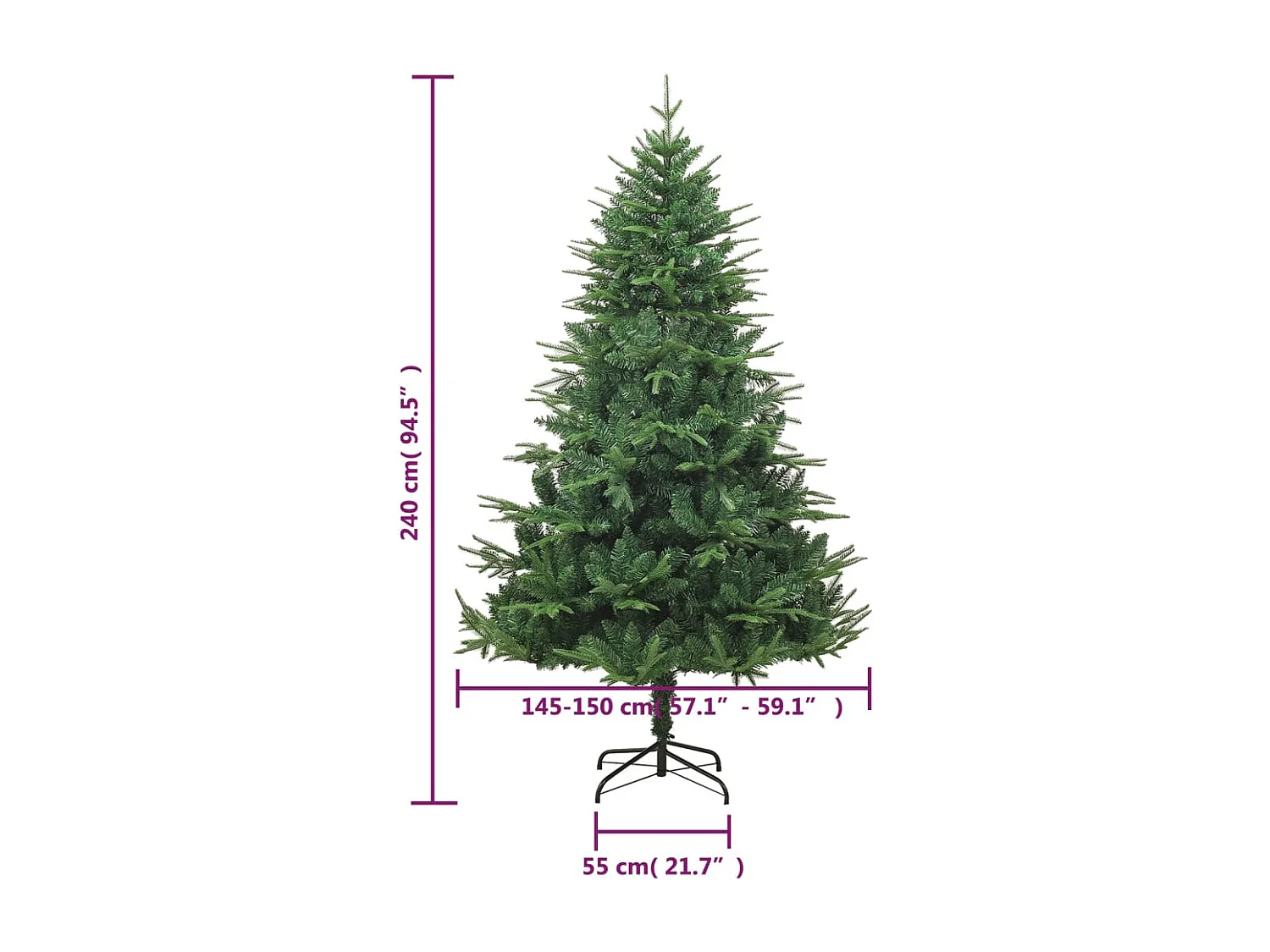 Sapin de Noël artificiel Vert 240 cm PVC et PE