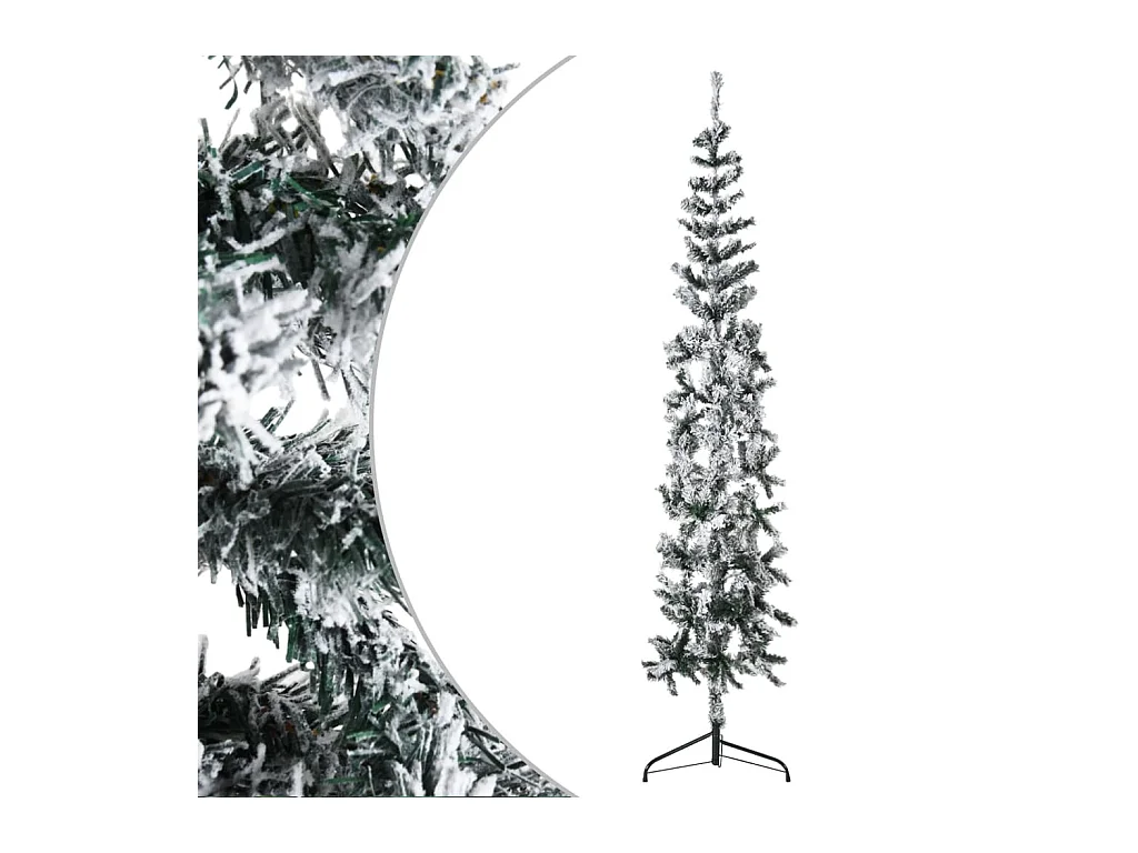 Kunstkerstboom half met sneeuw smal 240 cm