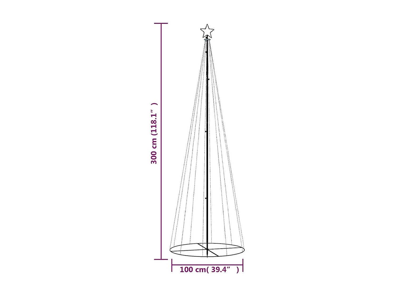 Arbre de Noël cône 310 LED Colorées 100x300 cm