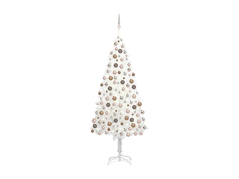 Árvore Natal artificial pré-iluminada com bolas branco