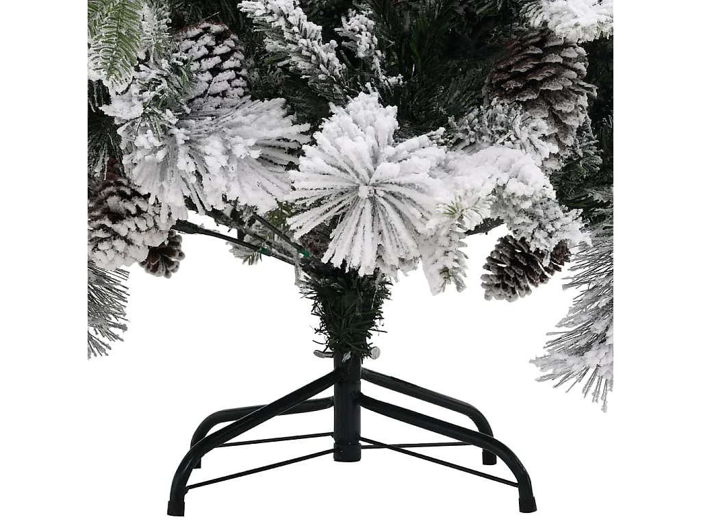Kerstboom met dennenappels en sneeuw 195 cm PVC en PE