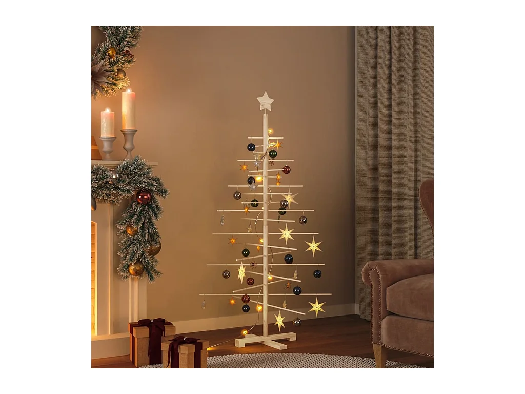 Arbre de Noël en bois pour décoration 150 cm bois massif de pin
