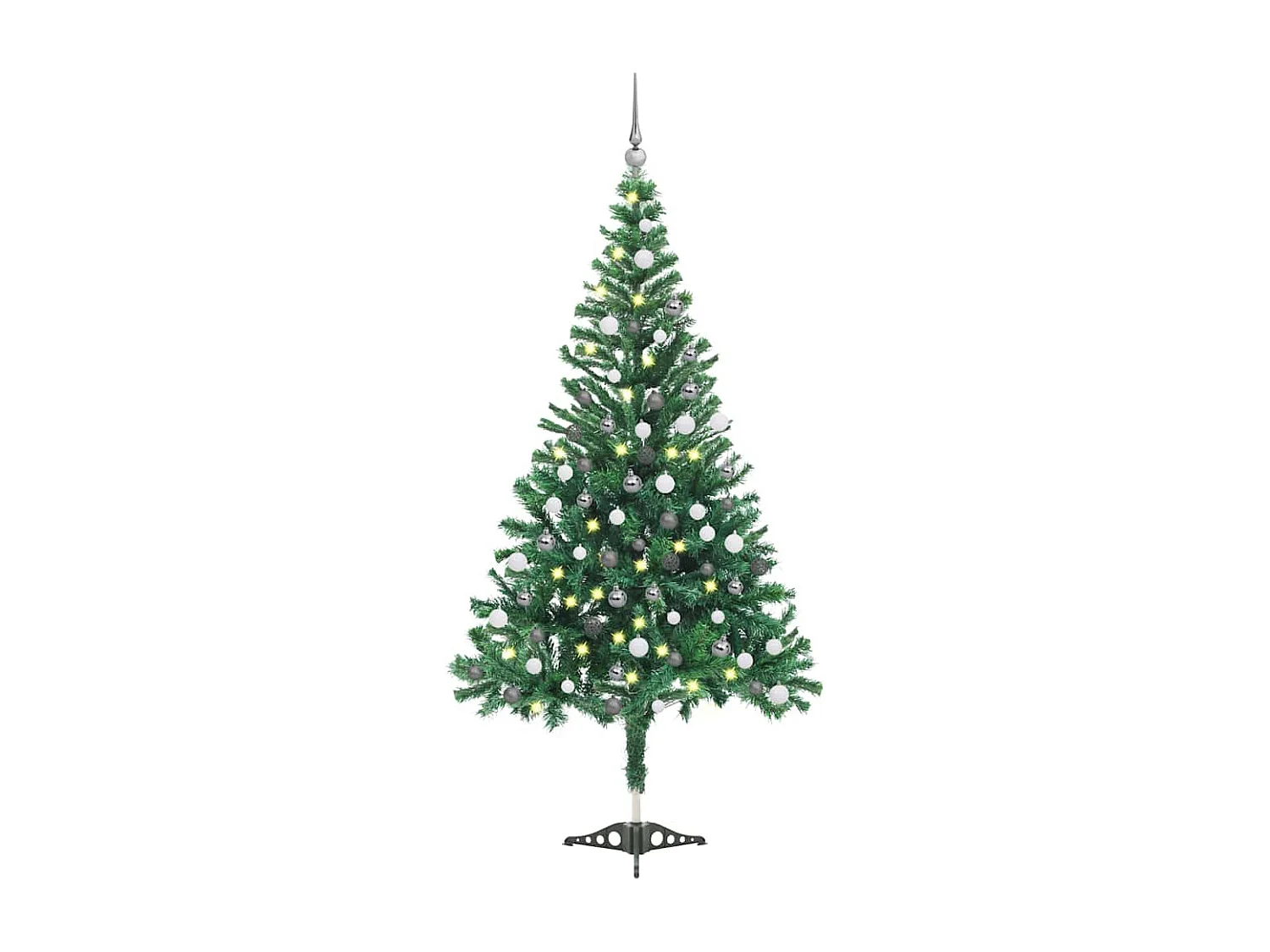 Árbol de Navidad artificial con luces y bolas 230 ramas 120 cm