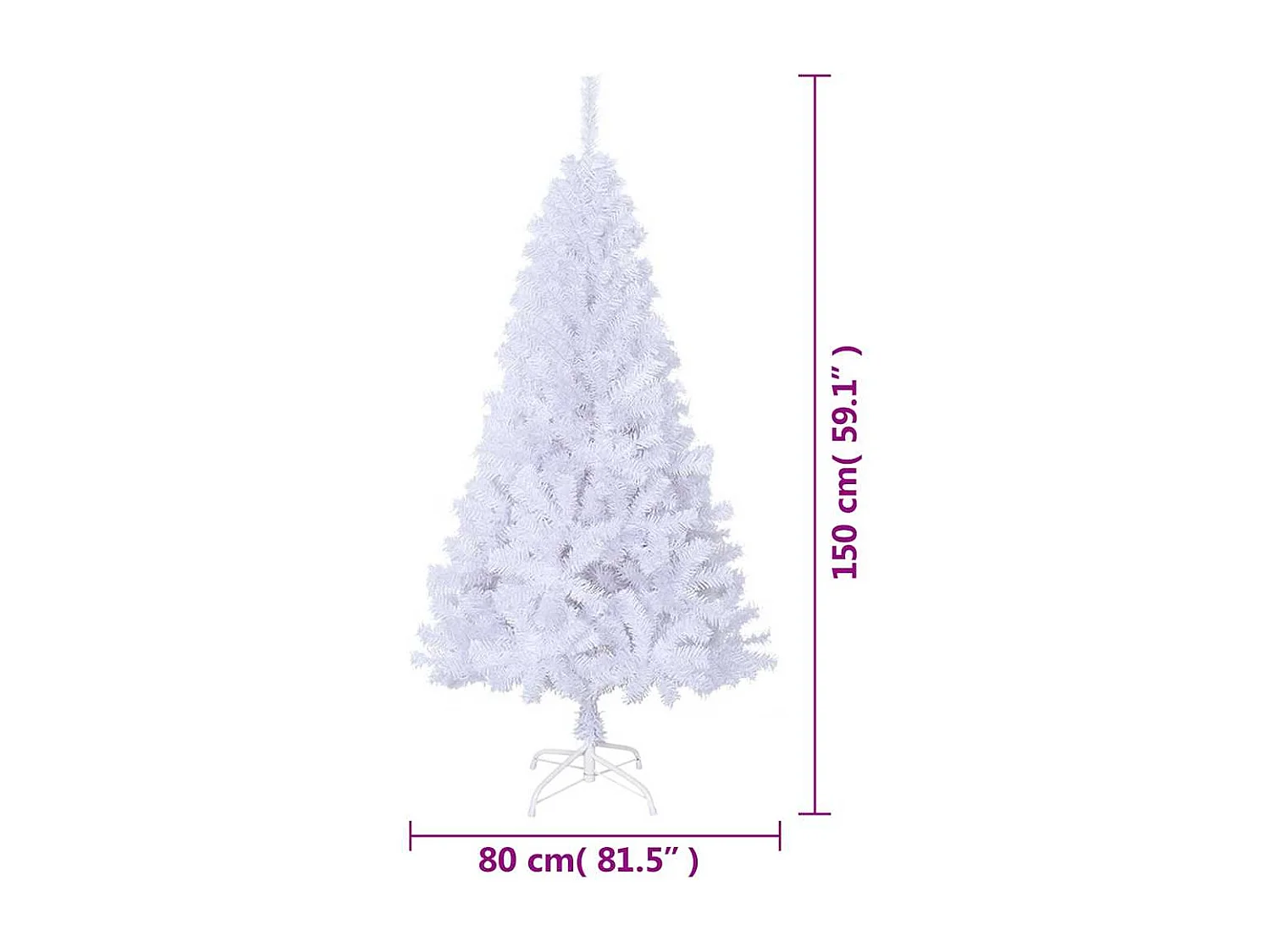 Arbre de Noël artificiel avec branches épaisses blanc 150cm PVC