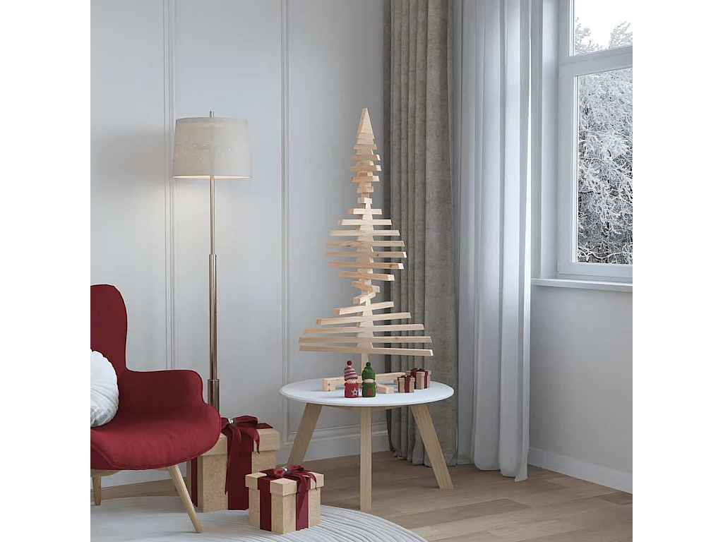 Arbre de Noël en bois pour décoration 120 cm bois massif de pin