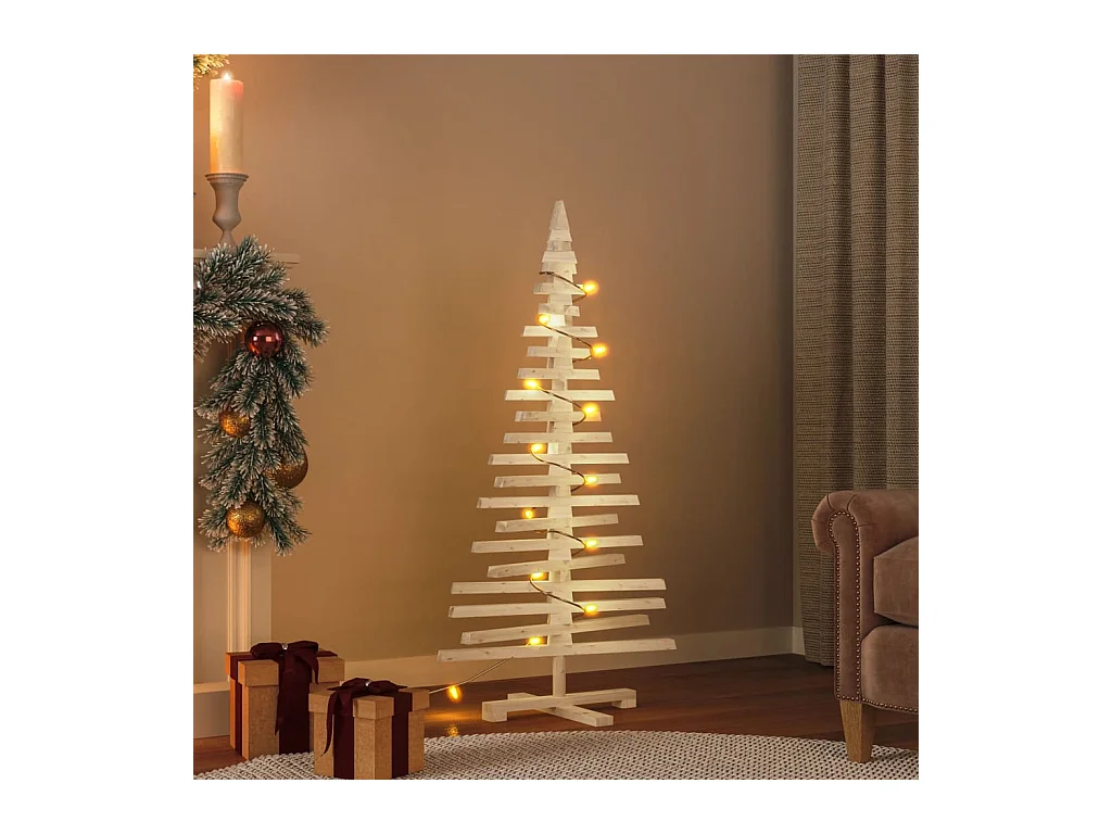 Árvore de Natal decorativa 120 cm madeira de pinho maciça