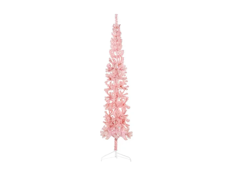 Medio árbol de Navidad artificial con soporte rosa 210 cm