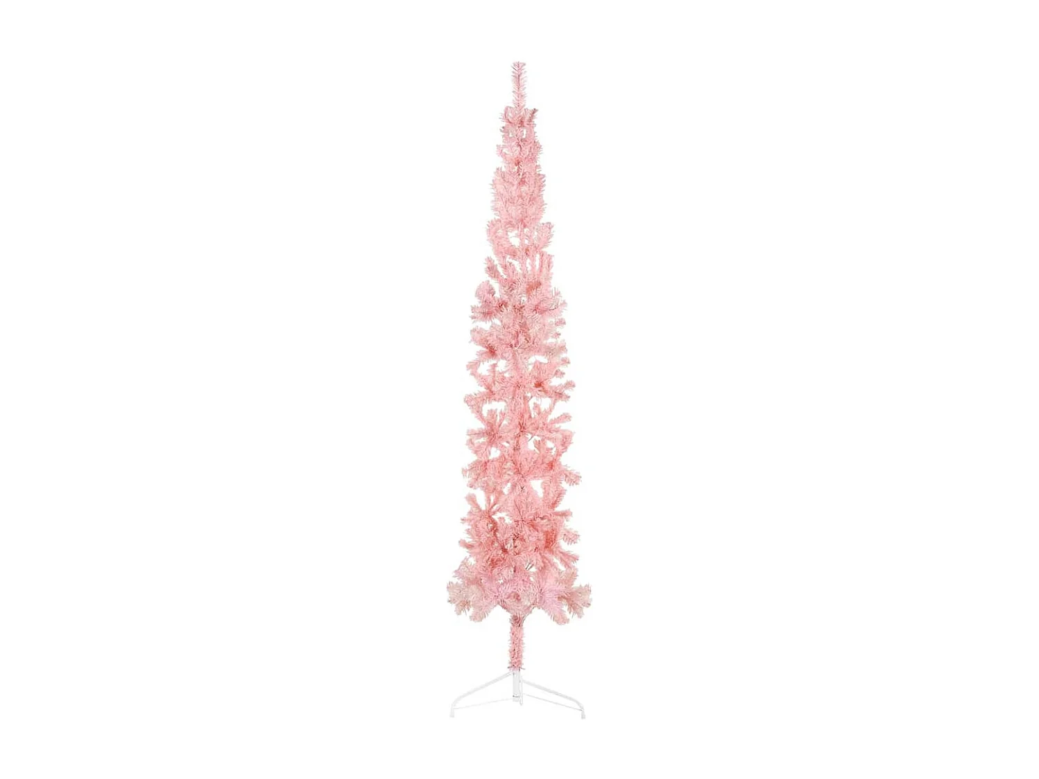 Kunstkerstboom half met standaard smal 210 cm roze