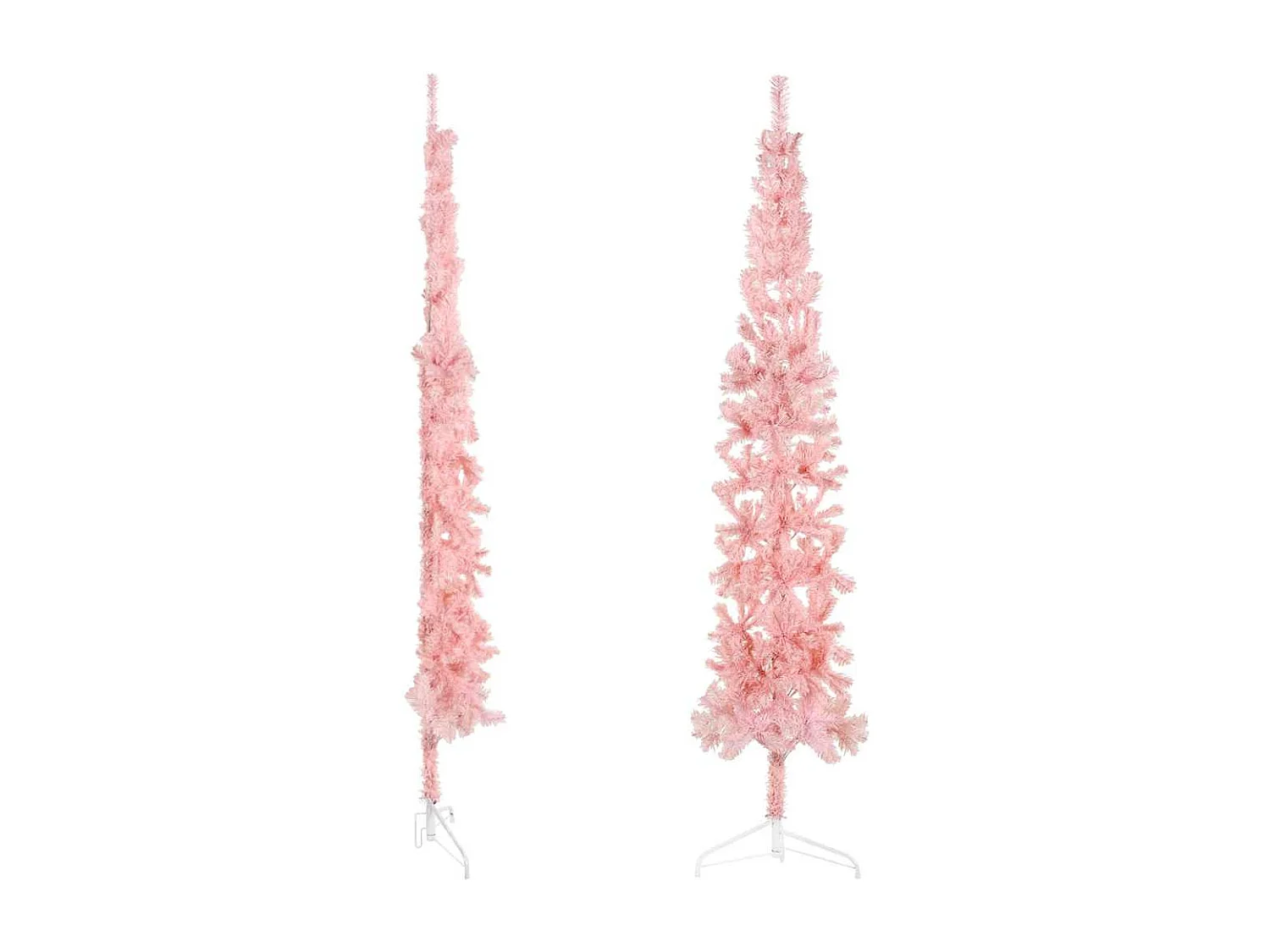 Kunstkerstboom half met standaard smal 210 cm roze