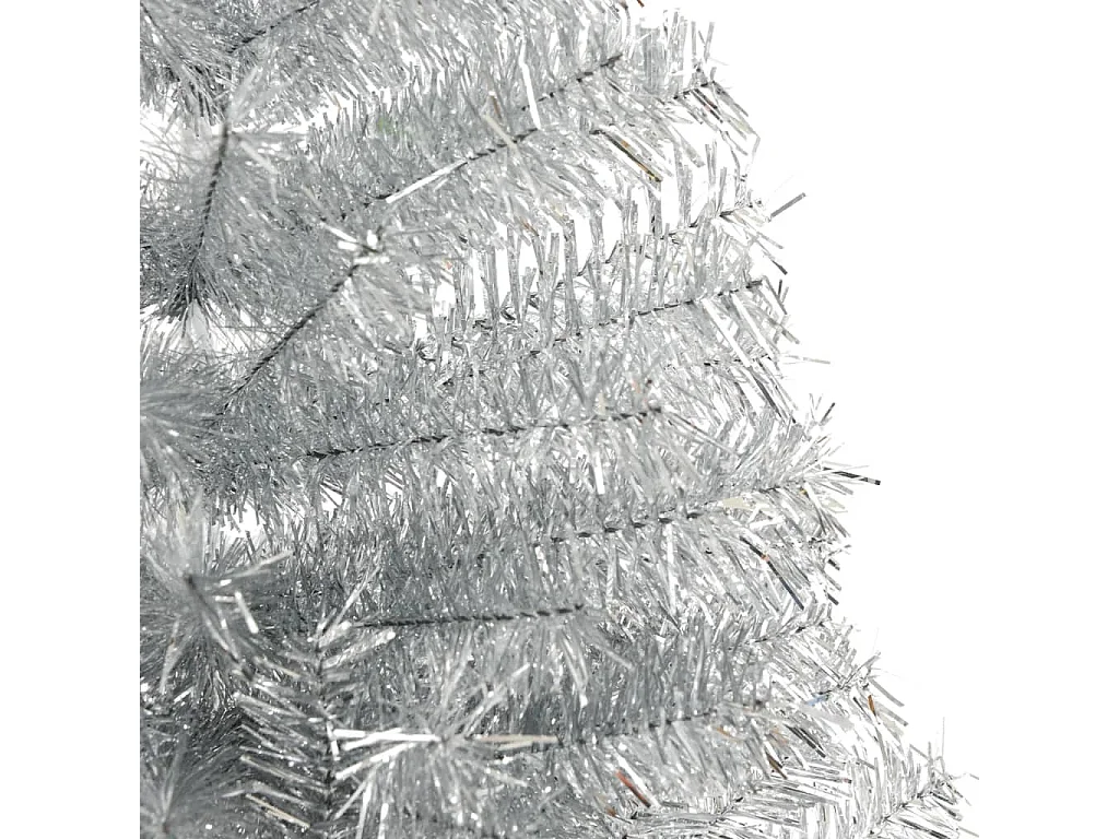 Kunstkerstboom half met standaard 240 cm PET zilverkleurig
