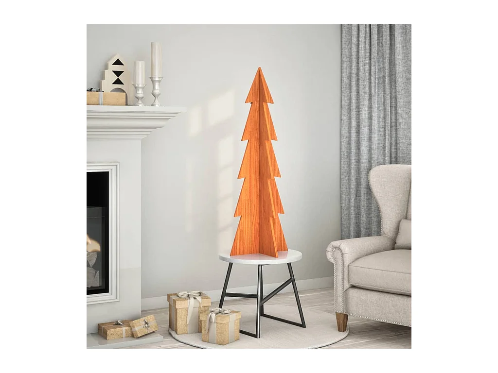 Arbre de Noël en bois pour décoration 112 cm bois de pin massif