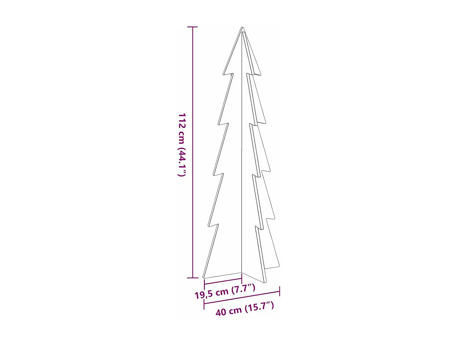 Arbre de Noël en bois pour décoration 112 cm bois de pin massif