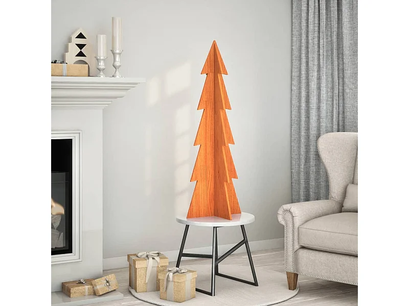 Arbre de Noël en bois pour décoration 112 cm bois de pin massif