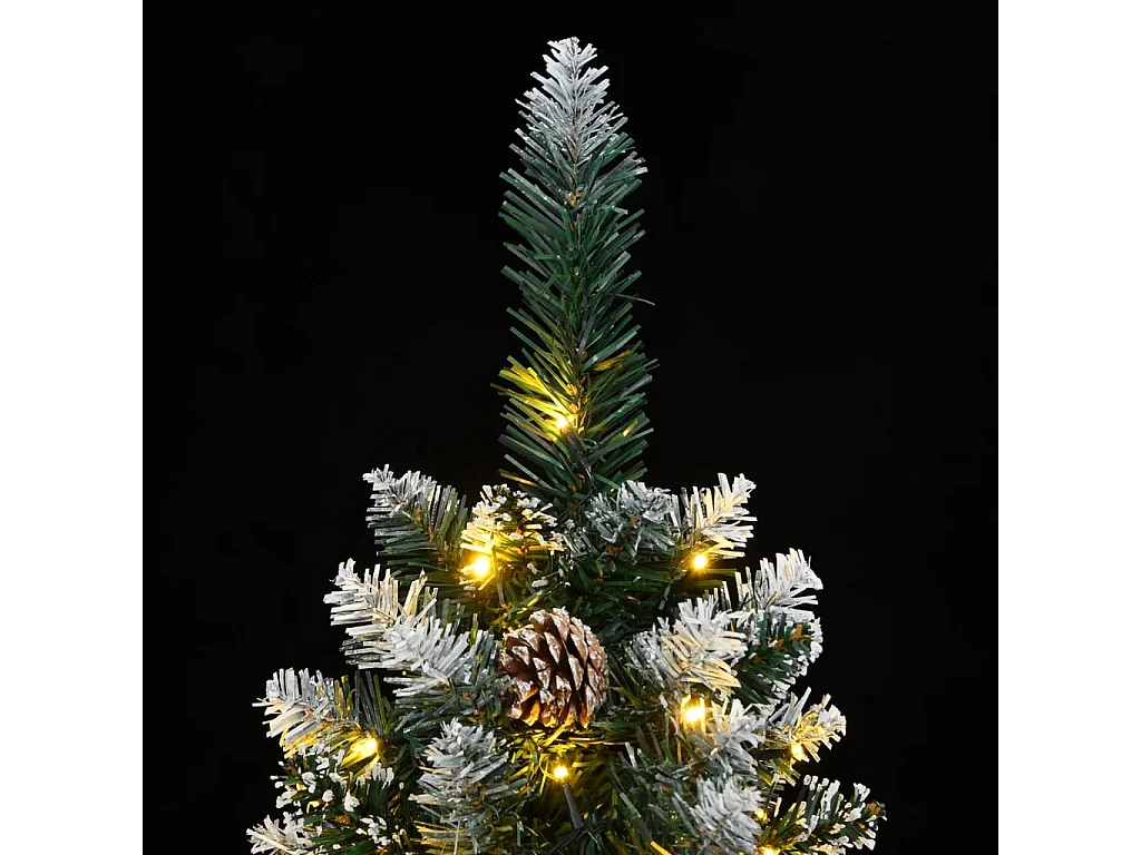 Árbol de Navidad artificial estrecho con 300 LEDs 210 cm