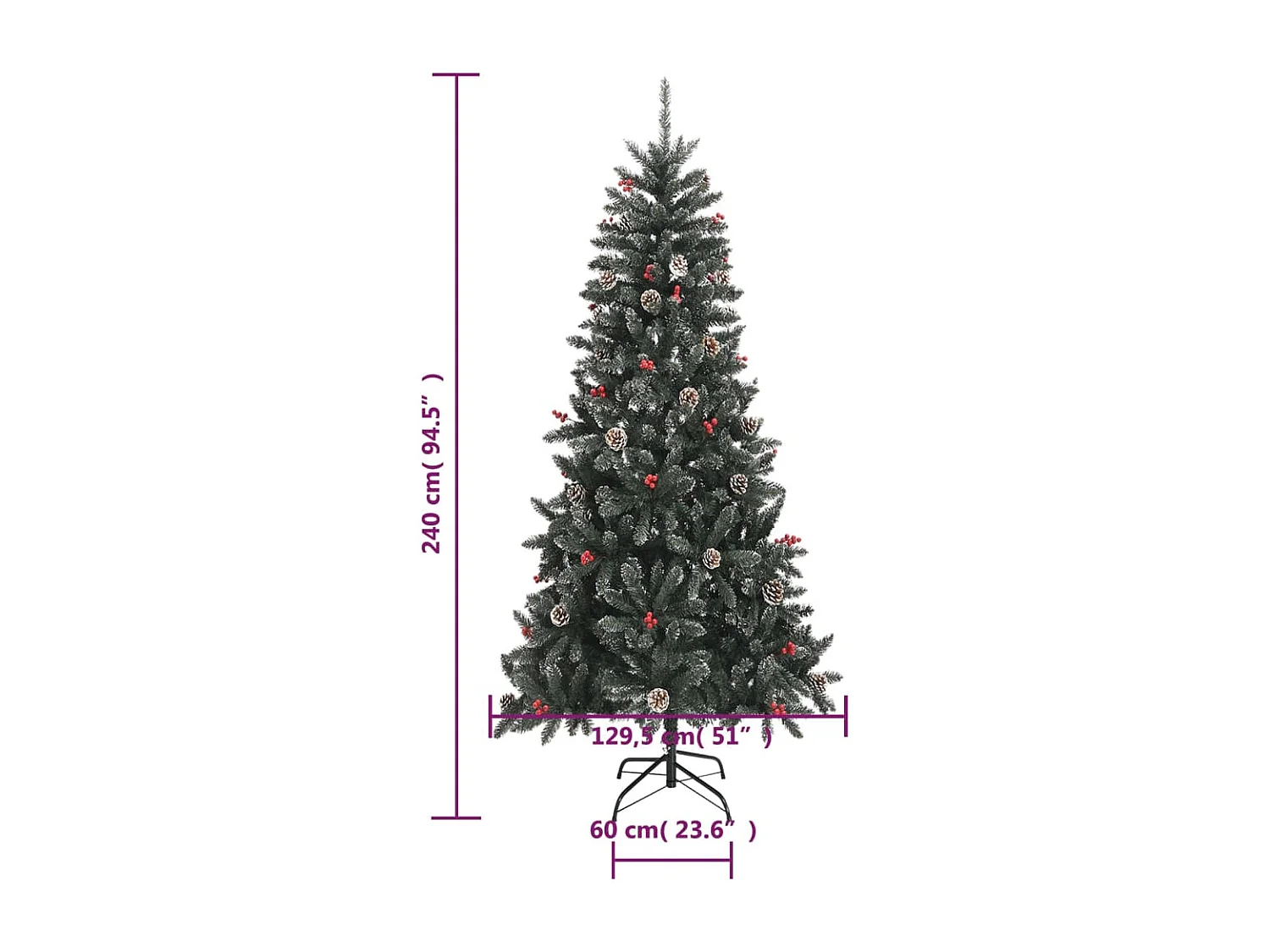 Sapin de Noël artificiel avec support Vert 240 cm PVC
