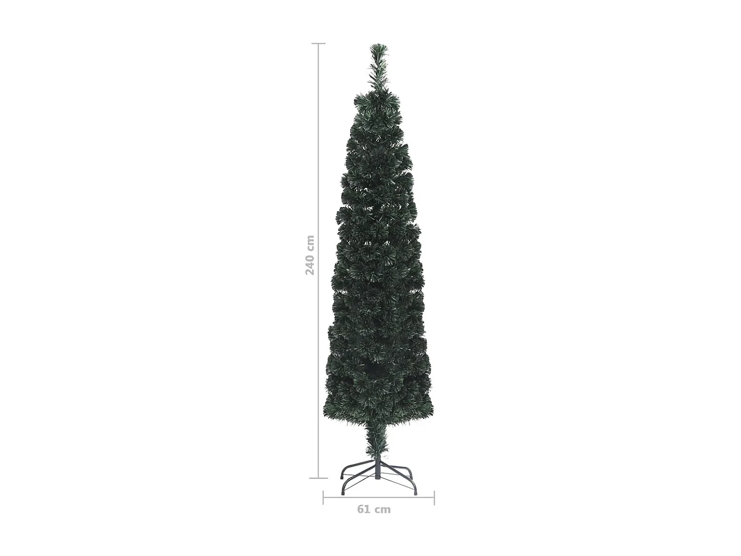 Arbre de Noël artificiel mince et support 240 cm fibre optique